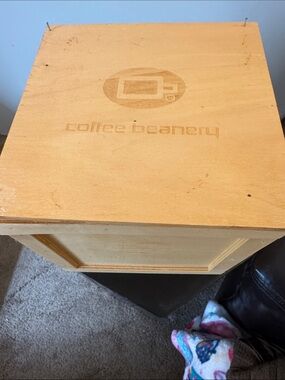Coffee Beanery Wooden Storage crate  - Light Natural Wood